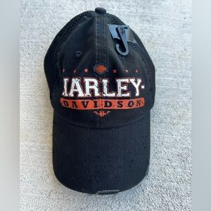 Harley-Davidson Vintage Black Cap Hat Orange Logo Y2K OS NWT